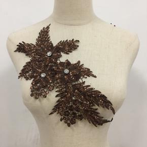 Handmade Bronzing ,3D Flowers, Sequins Lace Applique