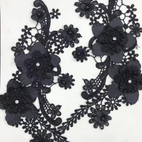 Embroidered Beaded Lace Cutout Cloth Patch