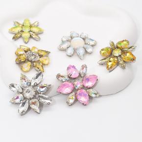 Beautiful high quality claw drill hot flower fashion fancy hot melt back glue hotfix rhinestone