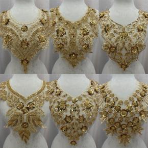 Fashion new style mesh bottom bead tube sequin beads hand-sewn gold cloth patch lace lace clothing accessories