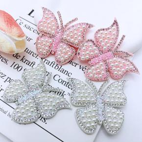 Pearl rhinestone non-woven fabric colorful butterfly cloth patch hot diamond hot pattern DIY clothing luggage accessories