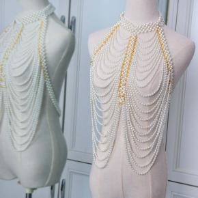 Pearl necklace shawl summer European and American wedding dress shoulder chain handmade beaded dress cheongsam decoration