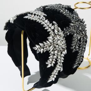 Hand-woven twists with wide band and high diamond studded super shiny high-end luxury hair accessories