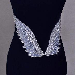 Luxury rhinestone wedding dress accessories butterfly diamond accessories heavy feather flower beads