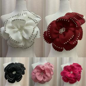 New multi-layer three-dimensional beaded high-end fabric large flower DIY clothes dress headdress hair accessories corsage jewelry