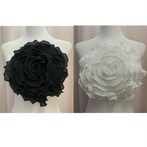 2025 Spring and Summer New Chiffon Pleated Pearl Flower Top Decorative Accessories Craft Flowers