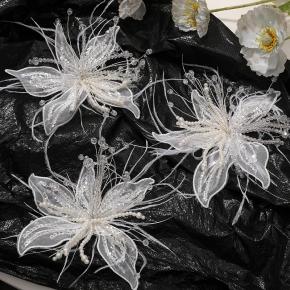 Fairy white lace feather pearl crystal flower diy twisted silk flower headdress clip corsage clothing accessories